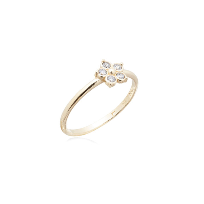 anellino sottile con micro fiorellino in finitura oro con zirconi bianchi